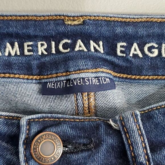 AMERICAN Eagle dark wash next level stretch size 2 super high rise jeggings - Picture 6 of 8